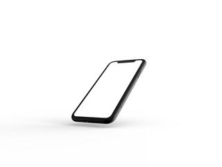 Smartphone in perspective - mockup front side with white screen