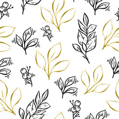 Linear floral seamless pattern