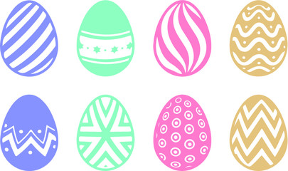 set of easter eggs isolated on white