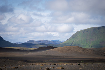 Panoramic view of mountain with Volcanic landscape. Laugavegur trek in Iceland