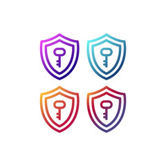 Shield with key isolated vector icon. Security concept glyph symbol.