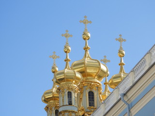 Fototapeta na wymiar domes of catherine palace, pushkin, russia