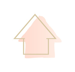 pink and gold feminine house icon isolated on white background
