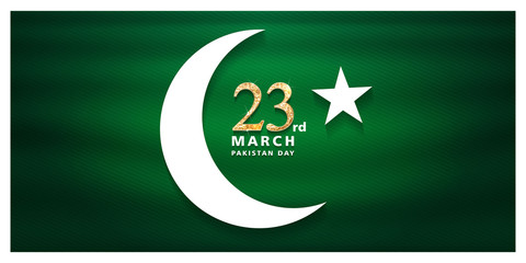 23rd of march pakistan national day celebration card, Happy Pakistan's Resolution Day 23rd March 1940. flag of pakistan brush design Vector Illustration	