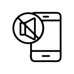 Fototapeta na wymiar Phone without sound icon vector. Thin line sign. Isolated contour symbol illustration