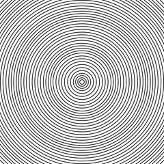 A lot black circles into each other leaving in a distance equal to the thickness of all lines.