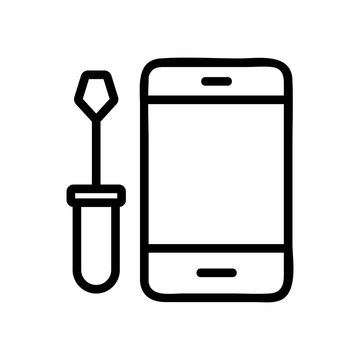Repair the phone icon vector. Thin line sign. Isolated contour symbol illustration