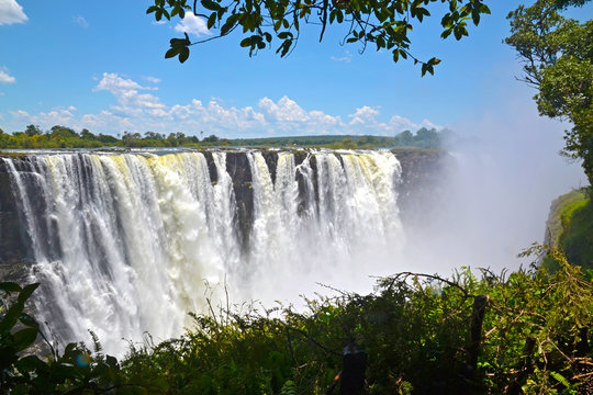 Victoria Falls on Zambezi River, view from Zimbabwe, Africa © Klara Bakalarova