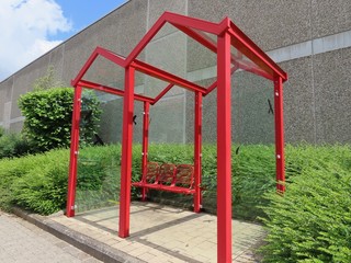 Red bus stop