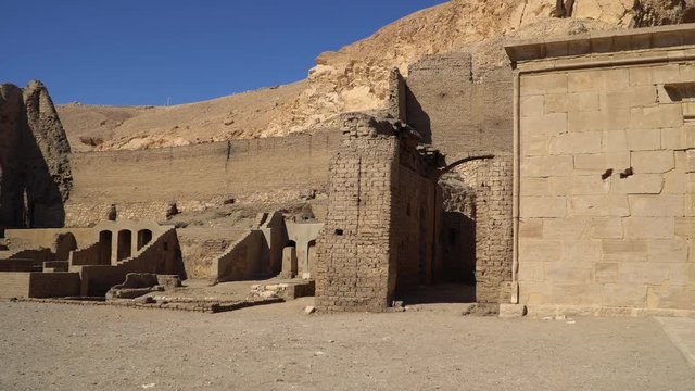 Luxor, Egypt: Deir el-Medina,is an ancient Egyptian village which was home to the artisans who worked on the tombs in the Valley of the Kings of the New Kingdom of Egypt.
