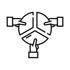 Work division line icon, concept sign, outline vector illustration, linear symbol.