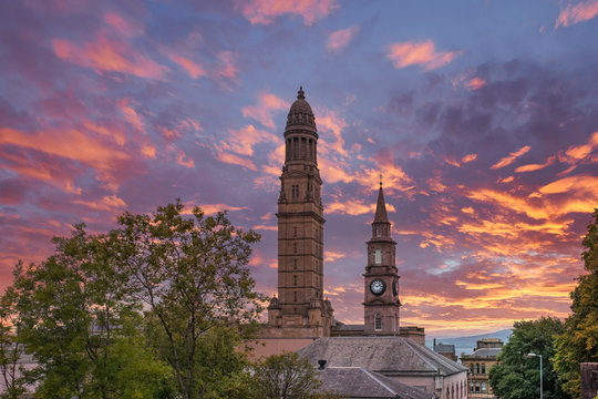  Greenock Town  Spiers from Upper Bank Street in the Town at a blazing sunset.