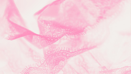 Delicate pastel lace lingerie, light-shading background. Pink toned, 16:9 panoramic format
