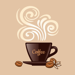 Cup of coffee with floral design elements. Vector illustration.