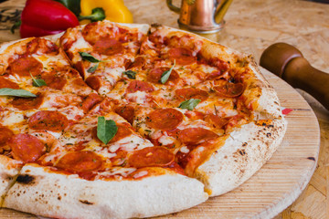 Homemade Pepperoni Pizza Ready to Eat