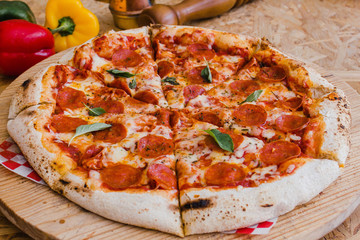 Homemade Pepperoni Pizza Ready to Eat