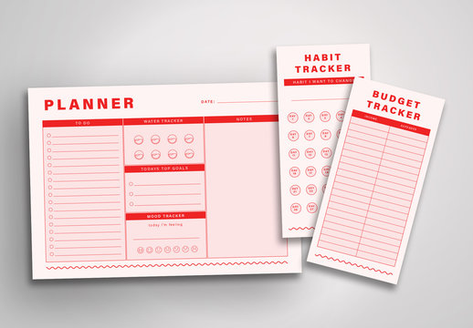 Red and Pink Planner Layout