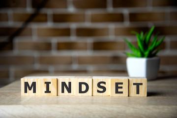 Mindset Word Written In Wooden Cube, business concept.