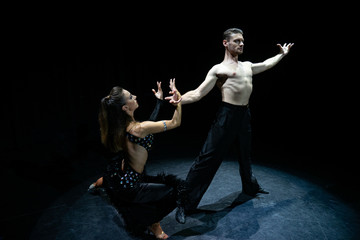 ballroom couple dancing isolated on black background