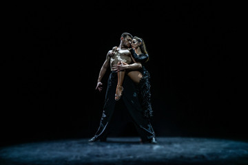 ballroom couple dancing isolated on black background