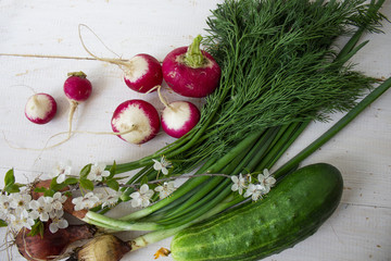 Homegrown vegetables. Fresh organic vegetables. Vegetables from the garden. Colorful vegetable. View from above. Template. Healthy vegetable on a white background. view from above. Place for text