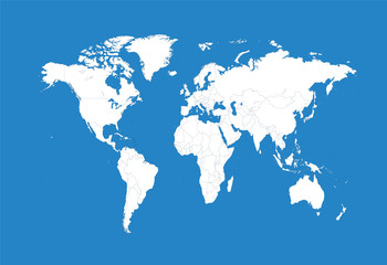 Fototapeta na wymiar World map blue with borders vector background