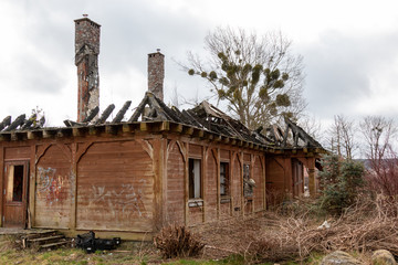 A burnt-out house &ndash; beware of fire