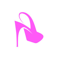 Abstract pink high heel shoe on white backdrop. Design element