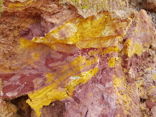 Different colored sandstone at the riverside of the Rio Negros at Manaus. Location: Praia da Lua,...