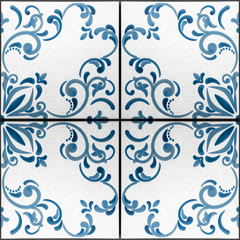 Blue white vintage retro tile texture background square