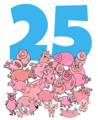 number twenty five and cartoon pigs group