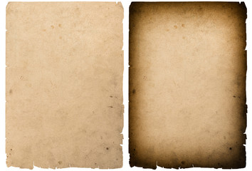 Used paper torn edges vignette isolated white background