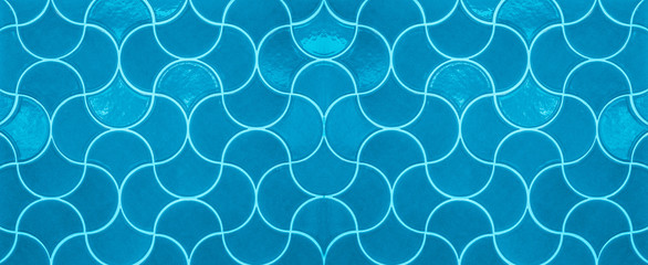 Retro vintage blue Fish scale tiles texture background banner panorama