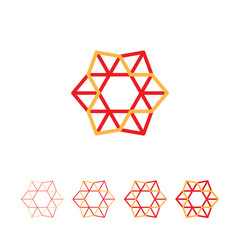 Abstract polygonal symbol. Geometric crystal element. Round shaped constructive logo. Linear triangle vector icon.