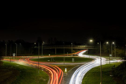 The Constant Flow Of Traffic In Milton Keynes Around The Roundabouts