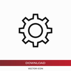 Gear vector icon, setting symbol in modern design style for web site and mobile app