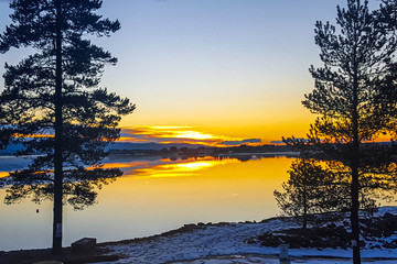 sunset over the lake