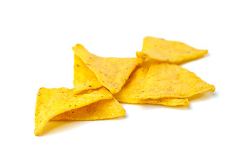 nachos, corn chips, isolated on white background