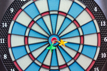 Dartboard with arrows on the center. Business and successful strategy concept