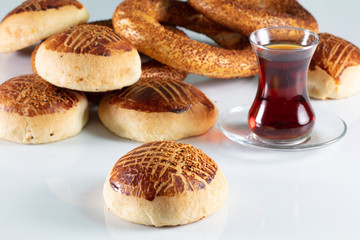 Turkish pastry product , tasty pogaca, karakoy,simit