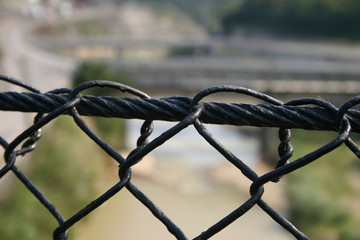 Fototapeta na wymiar Close up shot of a metal fence