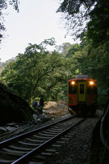 Naklejka premium Sunny view of a Train and railway