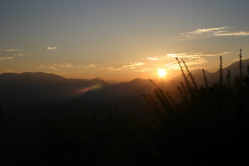The beautiful sunrise with mountain landscape at Alishan