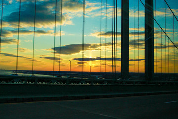 Plakat city sky on bridge 