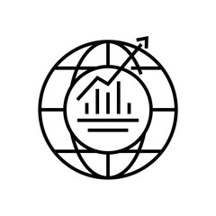 World growth line icon, concept sign, outline vector illustration, linear symbol.