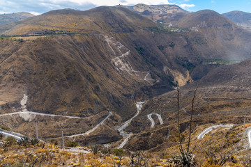 complex roads between the Ecuadorian Andes