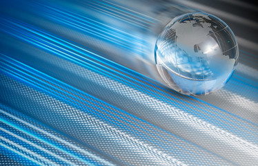 New year 2025 - glass globe earth, network of USA america technology.. The world digital glass...