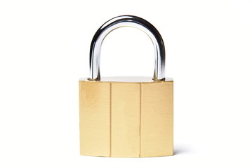 Closed padlock on a white background