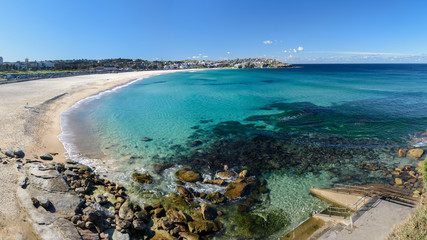 Fototapeta na wymiar Panorama photo of Bondi Beach, Sydney Australia