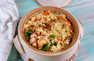 Spicy mexican rice with beef and carrots.